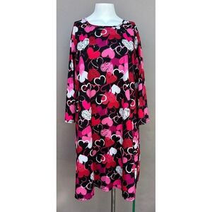 Dress Works XL Red Chalk Style‎ Hearts Pink Valentines Day Love Long Sleeve Twee